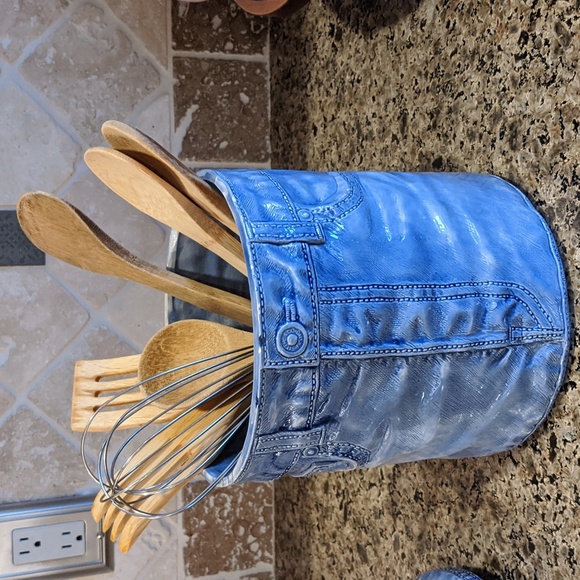 Vintage 1977 Sittre Ceramic Jean/Denim Large Canister Country Cottage Core - Picture 12 of 12